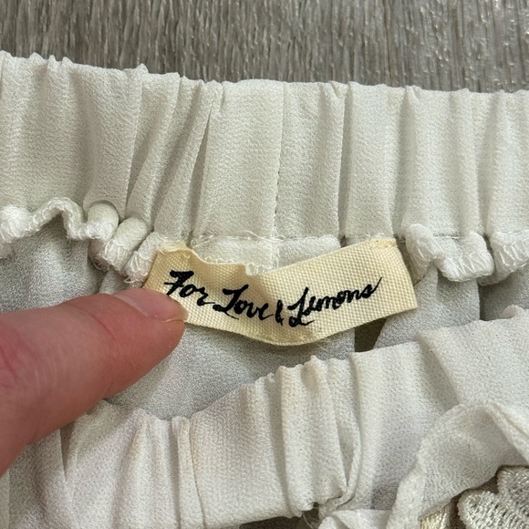 For Love & Lemons Mini Dress Women Size XS Ivory Daisy Ruffle Off Shoulder - Picture 8 of 14